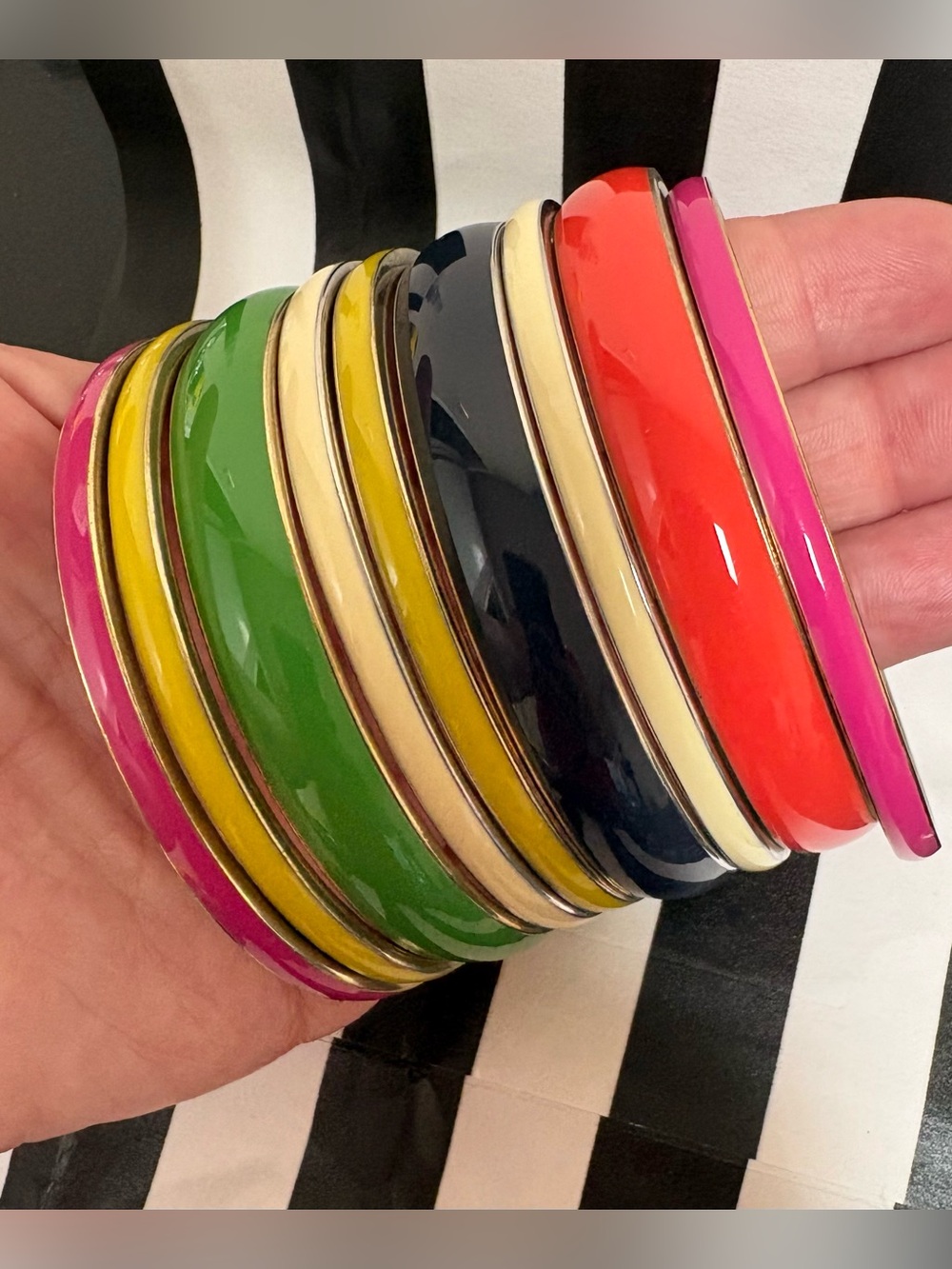 Colorful Enamel Stacked Bangles - Multicolor Set - Picture 2 of 3